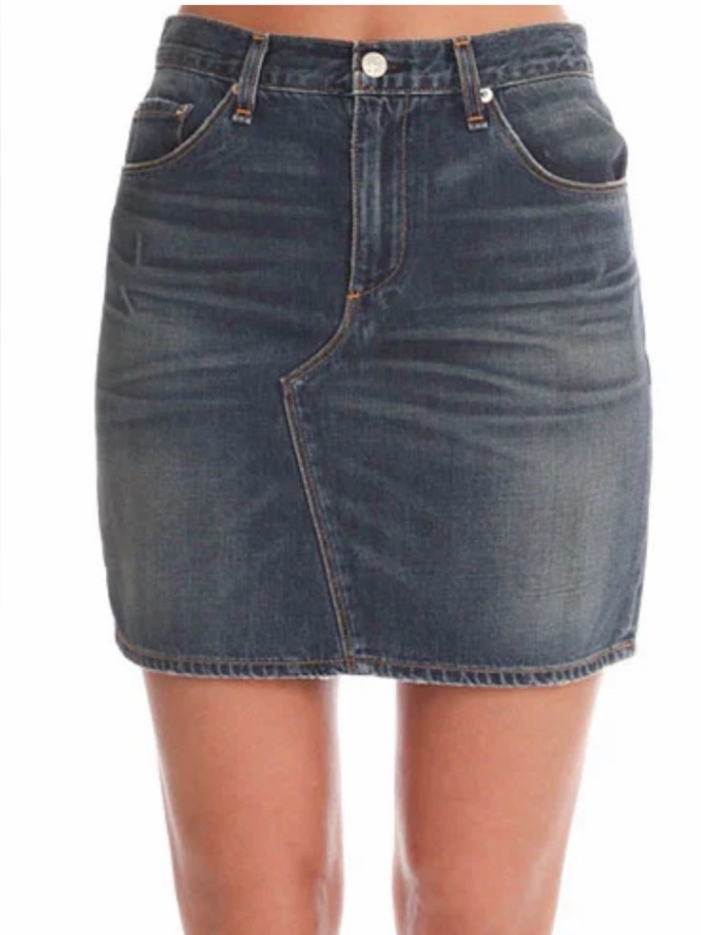 rag & bone Distressed Blue Denim Mini Skirt